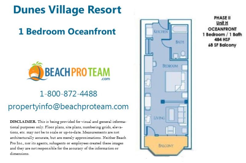 Dunes Village II Floor Plan H - 1 Bedroom Oceanfront